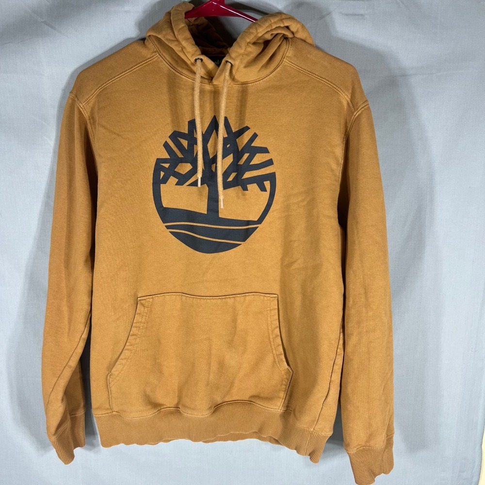 Timberland Mens Wheat Tan Tree Logo Fleece Pullover Hoodie Sweatshirt Medium - Picture 9 of 10
